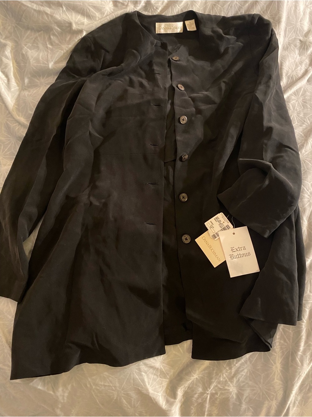 Dana Buchman Black Collarless Button Blazer